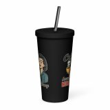 Coffee Because Murder Is Wrong – Insulated Tumbler with a Straw black 20oz front — Sweet Looks, Savage Mouths