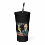 Coffee Because Murder Is Wrong – Insulated Tumbler with a Straw black 20oz right — Sweet Looks, Savage Mouths