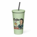 Coffee Because Murder Is Wrong – Insulated Tumbler with a Straw mint 20oz right — Sweet Looks, Savage Mouths