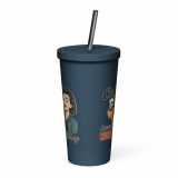 Coffee Because Murder Is Wrong – Insulated Tumbler with a Straw navy 20oz front — Sweet Looks, Savage Mouths