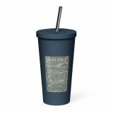 Penzance Coastal Signboard – Insulated Tumbler with a Straw navy 20oz left — Salt & Timber: Cornish Signs