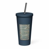 Penzance Coastal Signboard – Insulated Tumbler with a Straw navy 20oz right — Salt & Timber: Cornish Signs