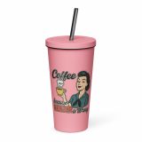Coffee Because Murder Is Wrong – Insulated Tumbler with a Straw pink 20oz left — Sweet Looks, Savage Mouths