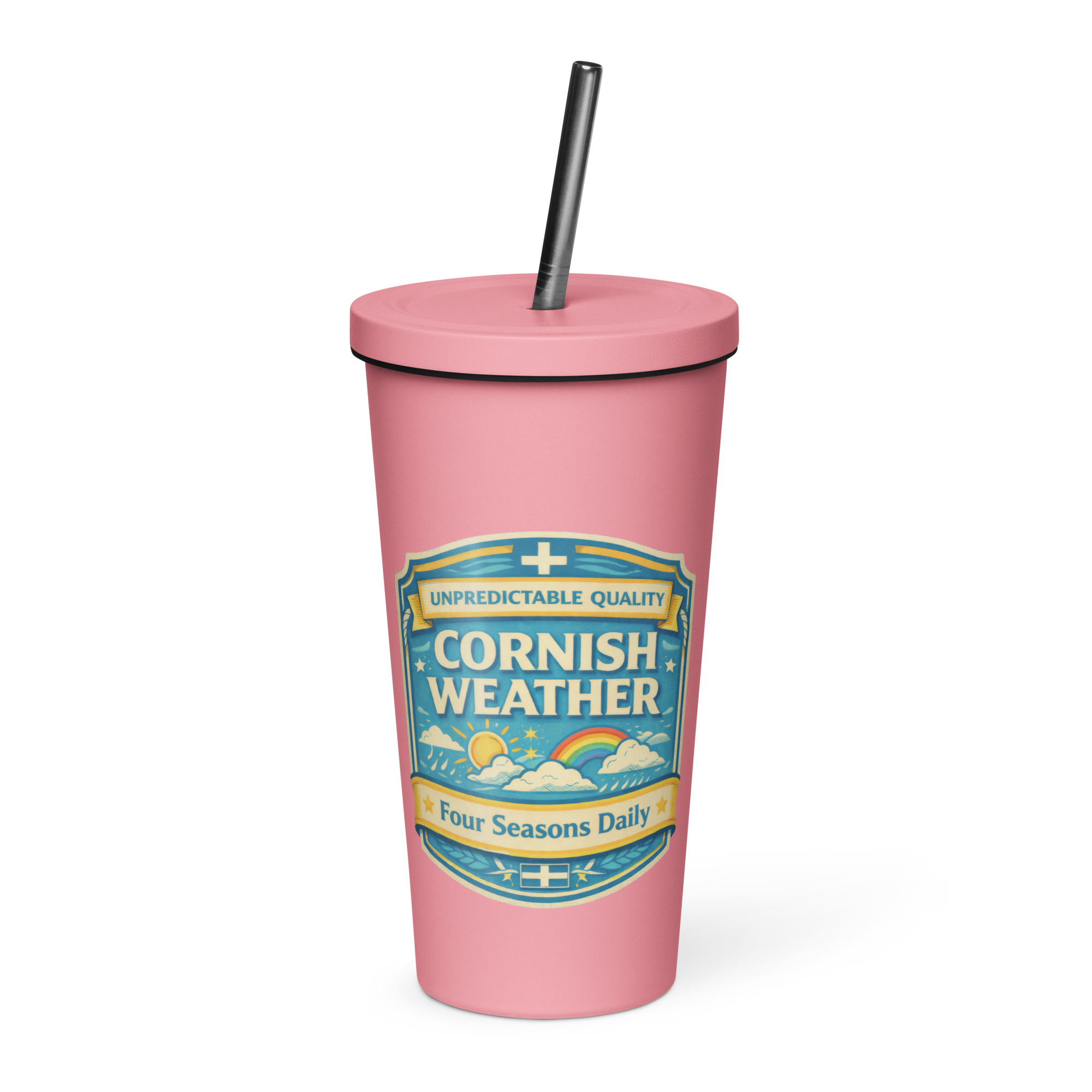 Unpredictable Quality – Cornish Weather - Insulated tumbler with a straw