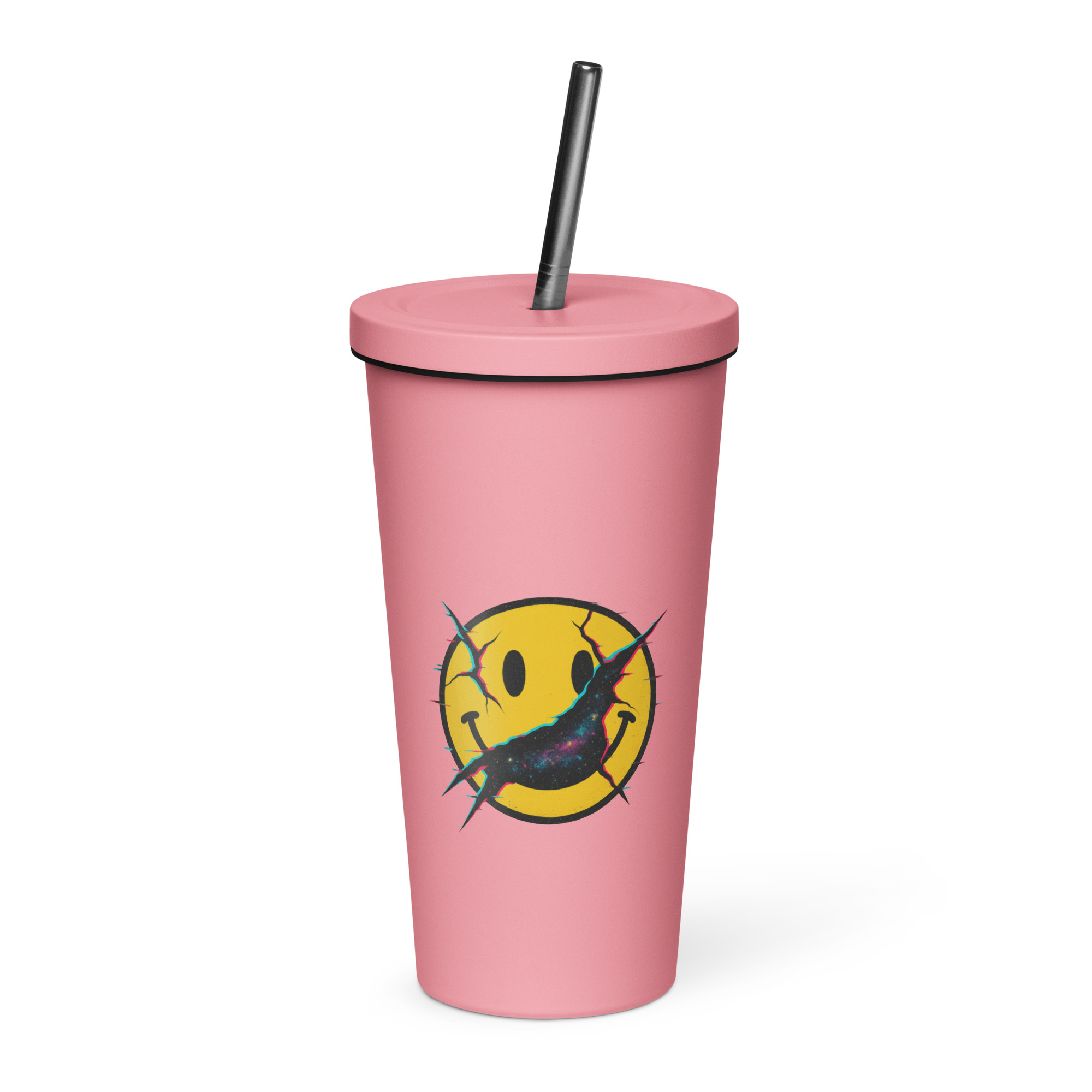 SMILE GLITCH - Insulated tumbler with a straw
