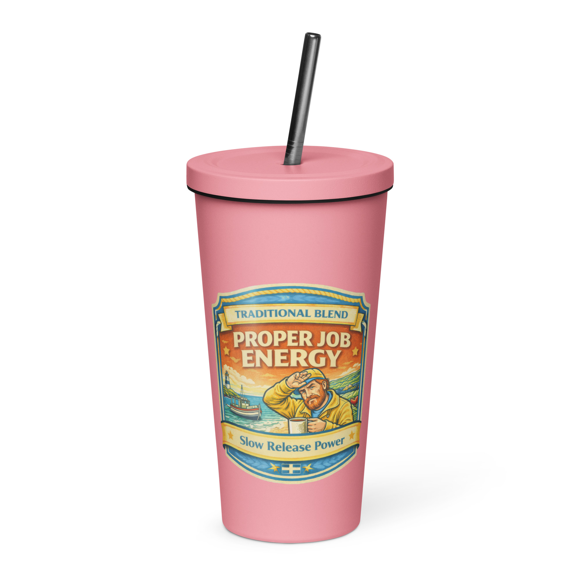 Proper Job Energy - Insulated tumbler with a straw