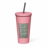 Penzance Coastal Signboard – Insulated Tumbler with a Straw pink 20oz right — Salt & Timber: Cornish Signs