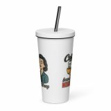 Coffee Because Murder Is Wrong – Insulated Tumbler with a Straw white 20oz front — Sweet Looks, Savage Mouths
