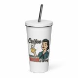 Coffee Because Murder Is Wrong – Insulated Tumbler with a Straw white 20oz right — Sweet Looks, Savage Mouths