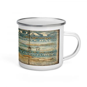 Newquay Surf Signboard - Enamel Mug mockup 1