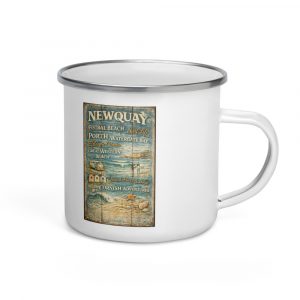Newquay Surf Signboard - Enamel Mug mockup 1