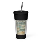 Newquay Surf Signboard - Insulated Tumbler with a Straw mockup 3