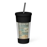 Newquay Surf Signboard - Insulated Tumbler with a Straw mockup 4
