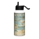 Newquay Surf Signboard - Stainless Steel Water Bottle with a Straw Lid mockup 3