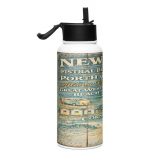 Newquay Surf Signboard - Stainless Steel Water Bottle with a Straw Lid mockup 4