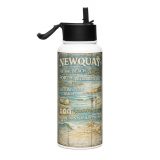 Newquay Surf Signboard - Stainless Steel Water Bottle with a Straw Lid mockup 4