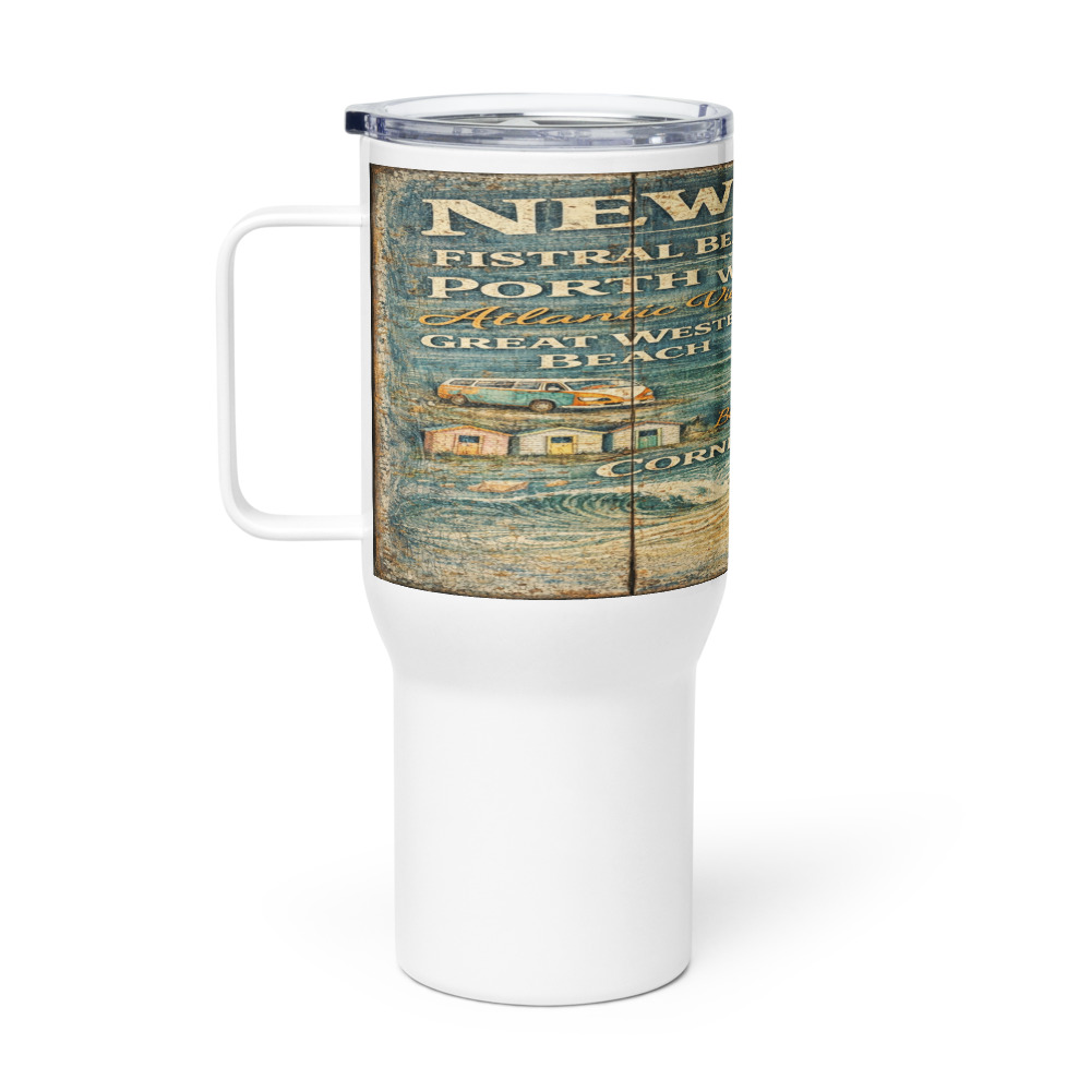 Newquay Surf Signboard - Travel Mug with a Handle