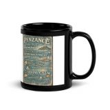 Penzance Coastal Signboard - Black Glossy Mug mockup 2