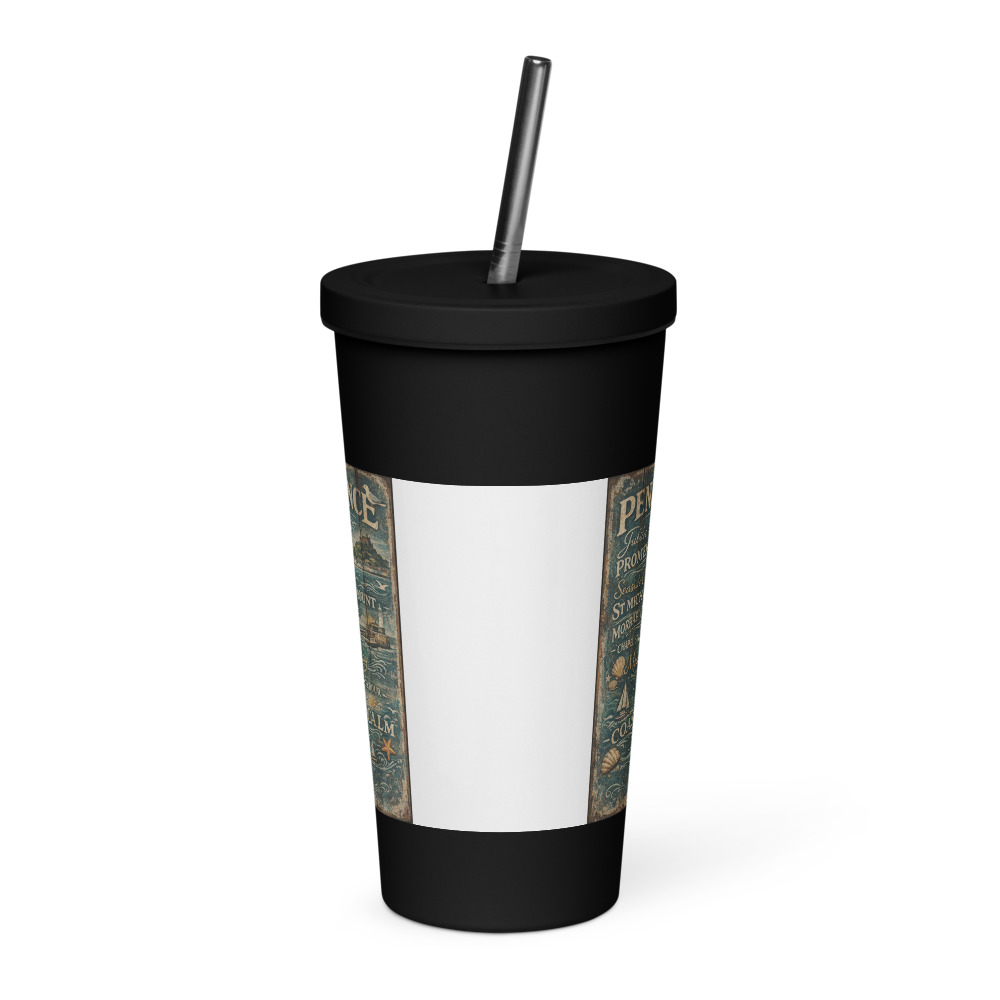 Penzance Coastal Signboard - Insulated Tumbler with a Straw