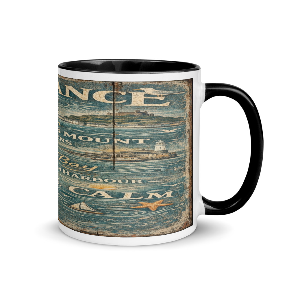 Penzance Coastal Signboard - Mug with Color Inside