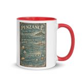 Penzance Coastal Signboard - Mug with Color Inside mockup 4