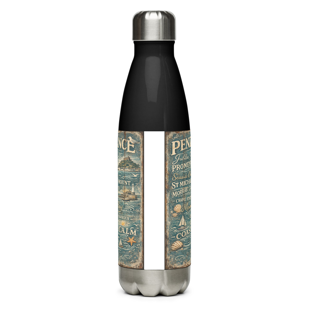 Penzance Coastal Signboard - Stainless Steel Water Bottle