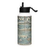 Penzance Coastal Signboard - Stainless Steel Water Bottle with a Straw Lid mockup 3