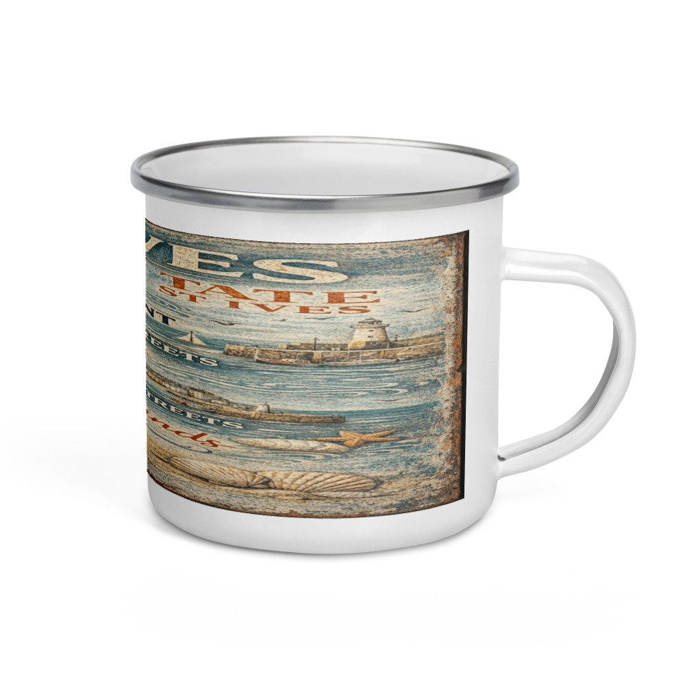 St Ives Coastal Signboard - Enamel Mug