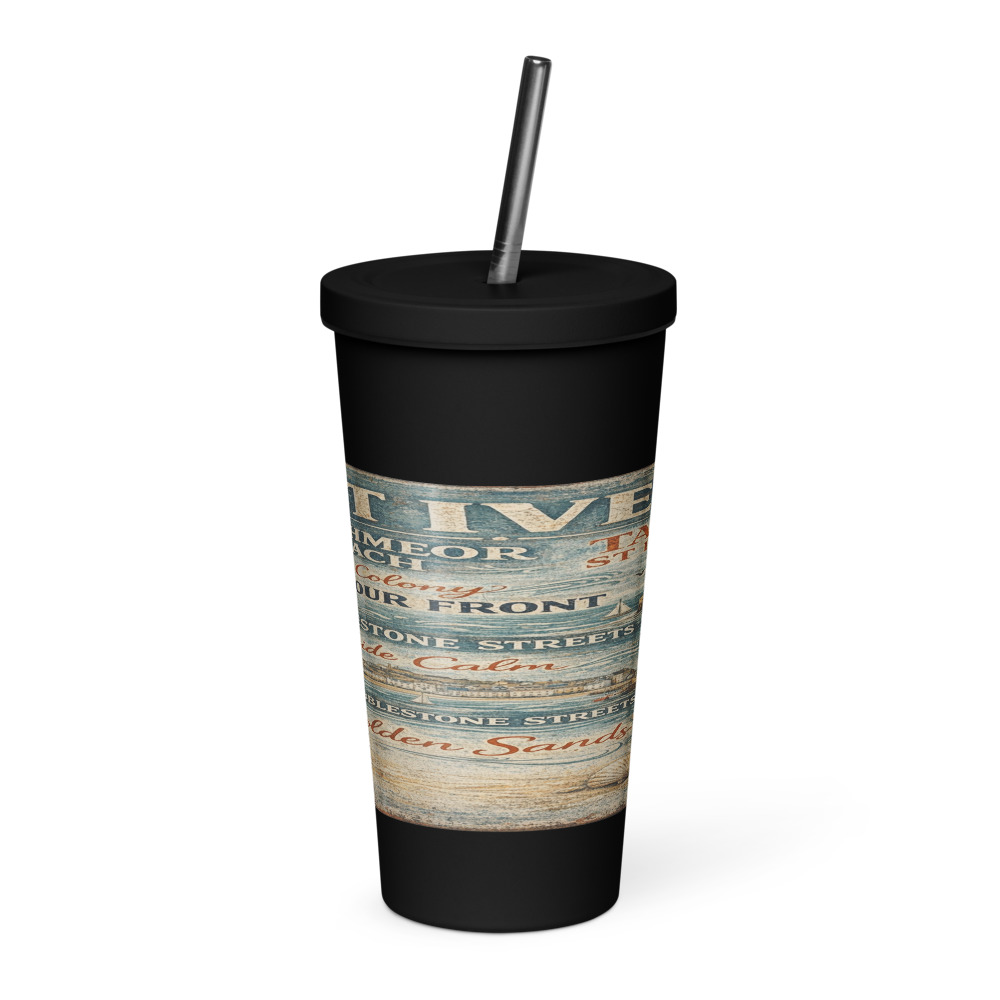 St Ives Coastal Signboard - Insulated Tumbler with a Straw