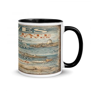 St Ives Coastal Signboard - Mug with Color Inside mockup 1