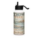 St Ives Coastal Signboard - Stainless Steel Water Bottle with a Straw Lid mockup 3