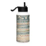 St Ives Coastal Signboard - Stainless Steel Water Bottle with a Straw Lid mockup 4