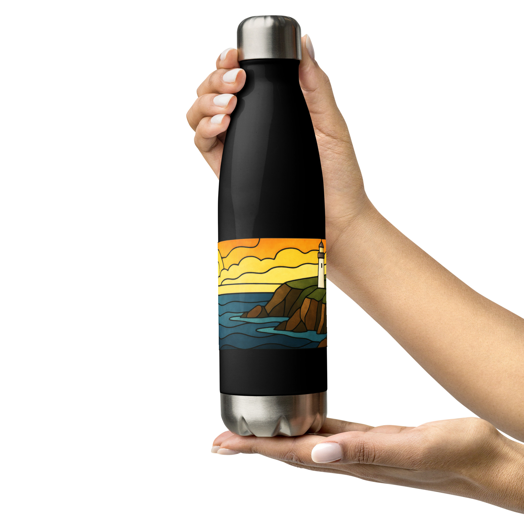 Beacon of the Western Cliffs - Stainless steel water bottle