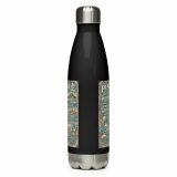 Penzance Coastal Signboard – Stainless Steel Water Bottle black 17oz front — Salt & Timber: Cornish Signs