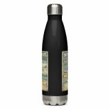 Newquay Surf Signboard – Stainless Steel Water Bottle black 17oz front — Salt & Timber: Cornish Signs
