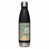 Newquay Surf Signboard – Stainless Steel Water Bottle black 17oz right — Salt & Timber: Cornish Signs