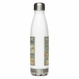 Newquay Surf Signboard – Stainless Steel Water Bottle white 17oz front — Salt & Timber: Cornish Signs