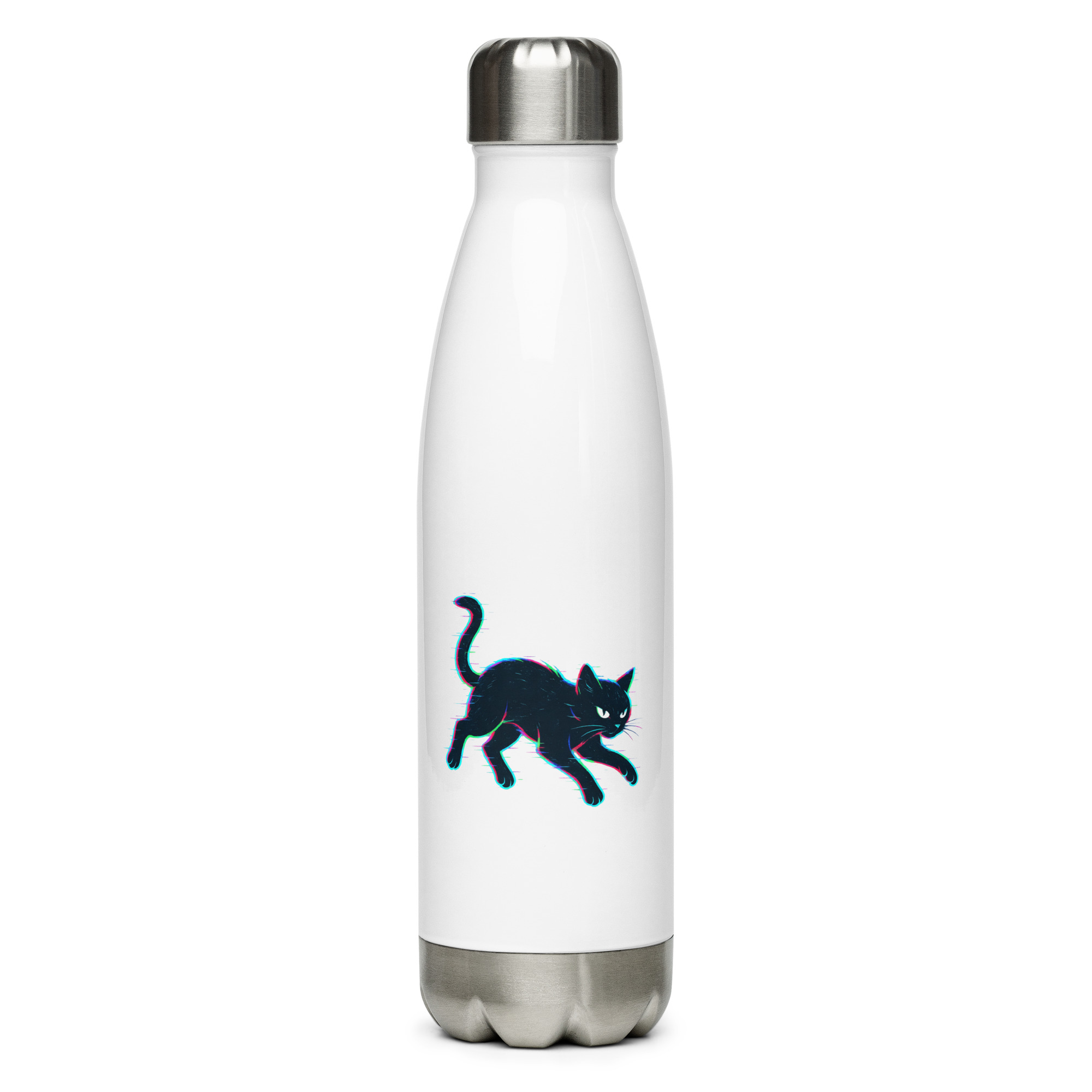 Glitch Cat – Digital Shadow StalkerStainless steel water bottle