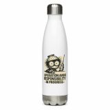 Operation Avoid Responsibility – Stainless Steel Water Bottle white 17oz right — Golden Idiot: The Eric Collection