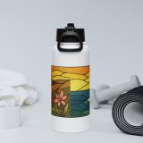 Clifftop Glow at Day’s End - Stainless steel water bottle with a straw lid