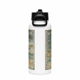 Newquay Surf Signboard – SS Water Bottle with Straw Lid white 32oz back — Salt & Timber: Cornish Signs