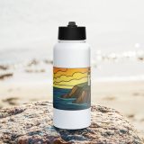 Beacon of the Western Cliffs - Stainless steel water bottle with a straw lid