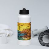 Clifftop Glow at Day’s End - Stainless steel water bottle with a straw lid