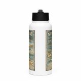 Newquay Surf Signboard – SS Water Bottle with Straw Lid white 32oz front — Salt & Timber: Cornish Signs