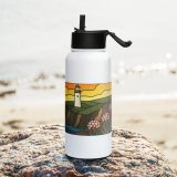 Beacon of the Western Cliffs - Stainless steel water bottle with a straw lid