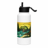 Tides of the Mount - Stainless steel water bottle with a straw lid