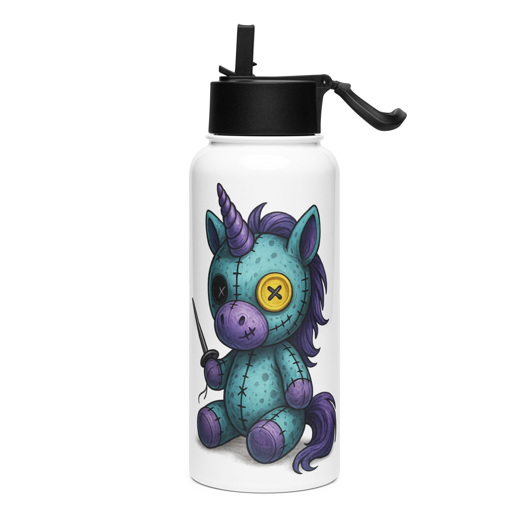 Silas Thornveil - Stainless steel water bottle with a straw lid