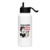 Clean Kitchen Dirty Mind - Stainless steel water bottle with a straw lid
