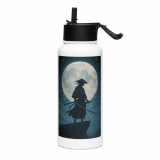 Moonlit Ronin - Stainless steel water bottle with a straw lid