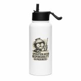 Operation Avoid Responsibility - Stainless steel water bottle with a straw lid